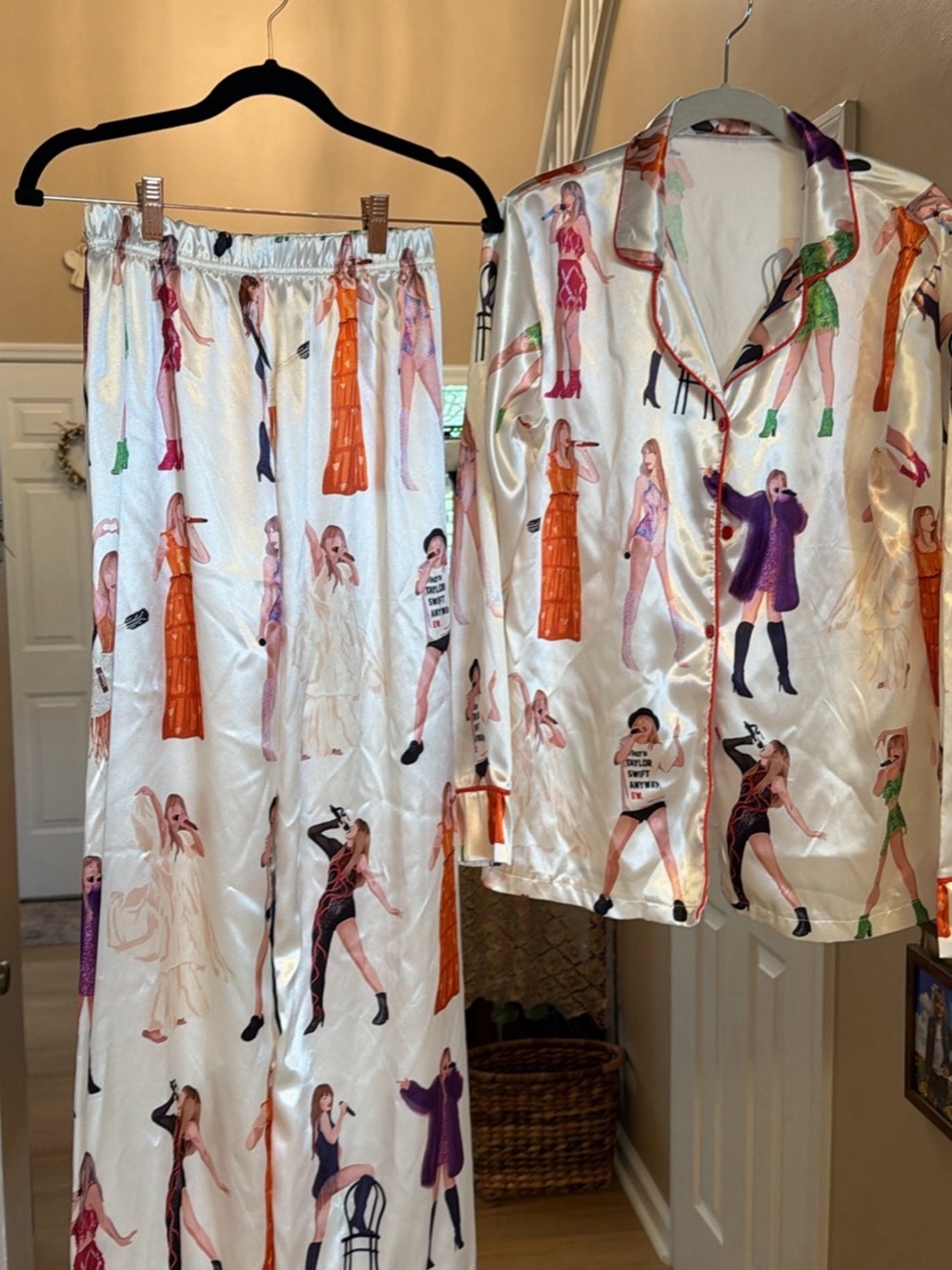 Taylor Swift White Satin Eras Tour Pajama Set, NEW, Small